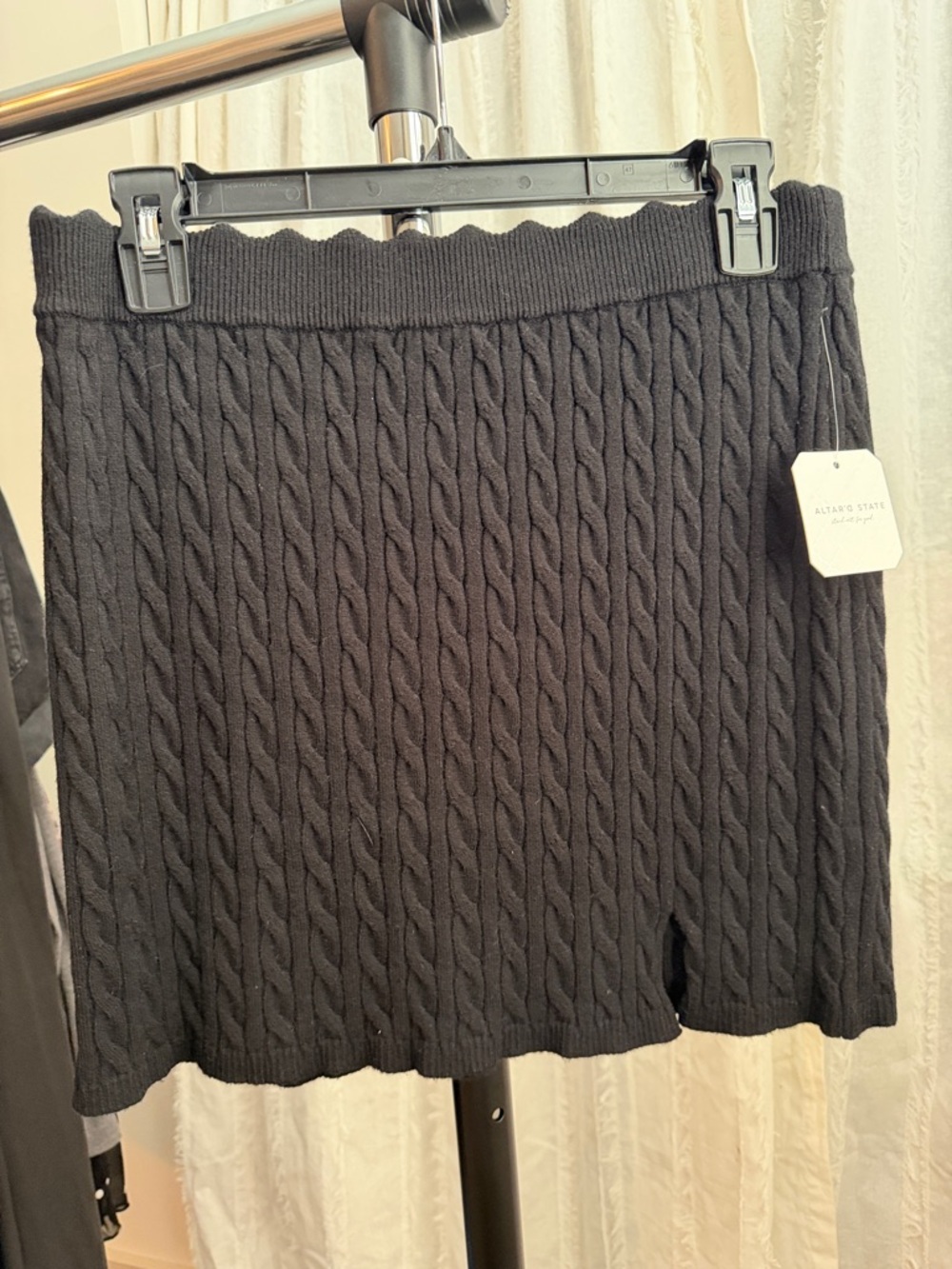 Altr’d State Black Cable-Knit Mini Skirt